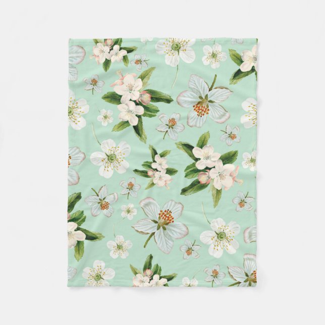 Couverture Polaire Vintage printemps fleuris Motif (Devant)
