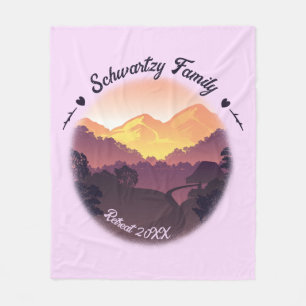 Couverture Polaire Vintage Purple Jaune Farmhouse Mountain Sunset