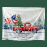 Couverture Polaire Vintage Red Christmas Truck Arbre de Noël<br><div class="desc">Camion de Noël rouge vintage avec un sapin de Noël et une carte de Noël américaine est une façon festive de montrer votre amour pour l'Amérique.</div>