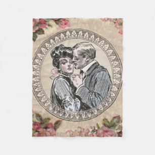 Couverture Polaire Vintage Romance Couple : Antique Rose Girly Love