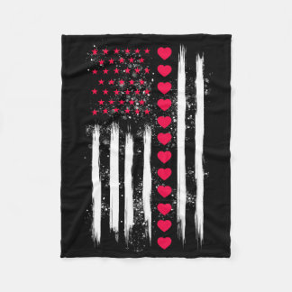 Couverture Polaire Vintage Saint-Valentin Drapeau Américain Cœur Parf