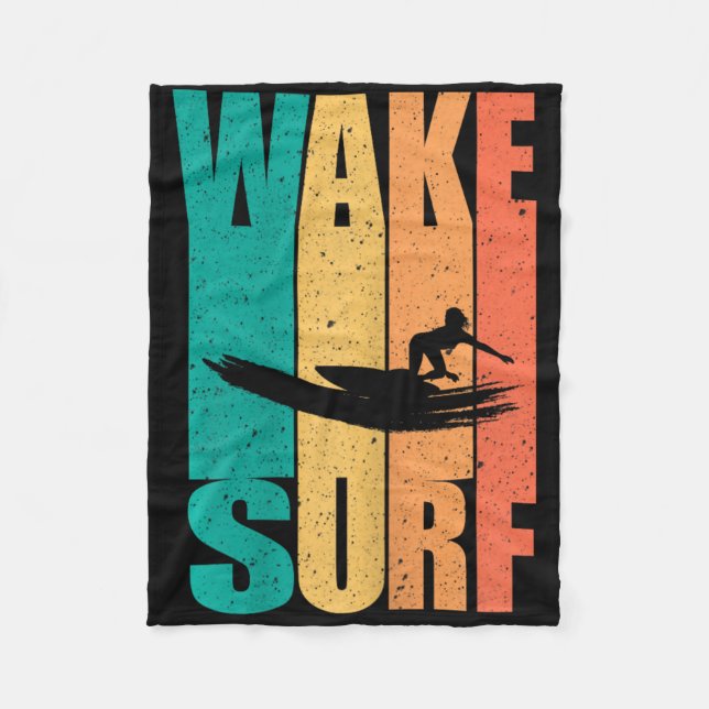 Couverture Polaire Vintage Surfboard Wake Surfing Surfer  (Devant)
