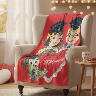 Couverture Polaire Vintage "Valentine to My Teacher" Retro Graduation