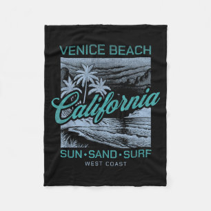 Couverture Polaire Vintage Venice Beach Californie Soleil Sable Surf