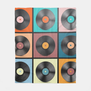 Couverture Polaire Vinyl Records. Retro LP Discs Set vintage Illustra