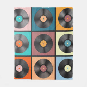Couverture Polaire Vinyl records : retro LP set.