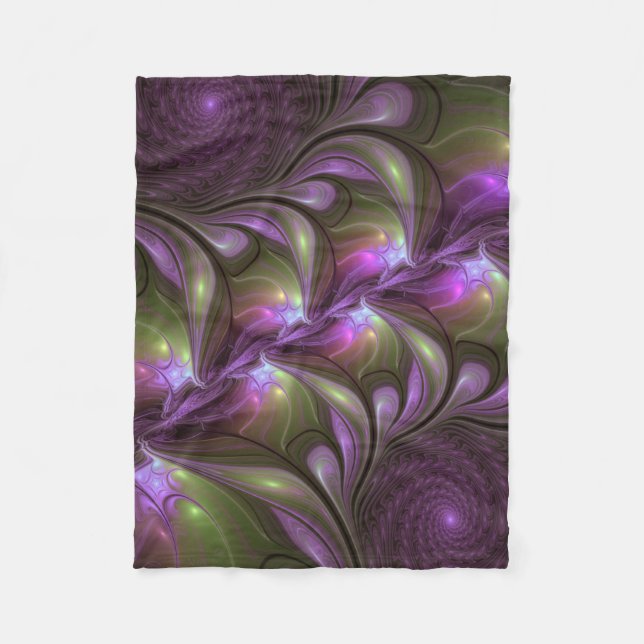 Couverture Polaire Violet Abstrait violet violet kaki fractal (Devant)