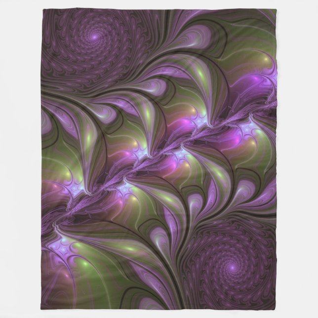 Couverture Polaire Violet Abstrait violet violet kaki fractal (Devant)