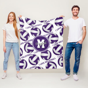 Couverture Polaire violet blanc J'aime volley filles salle de sport