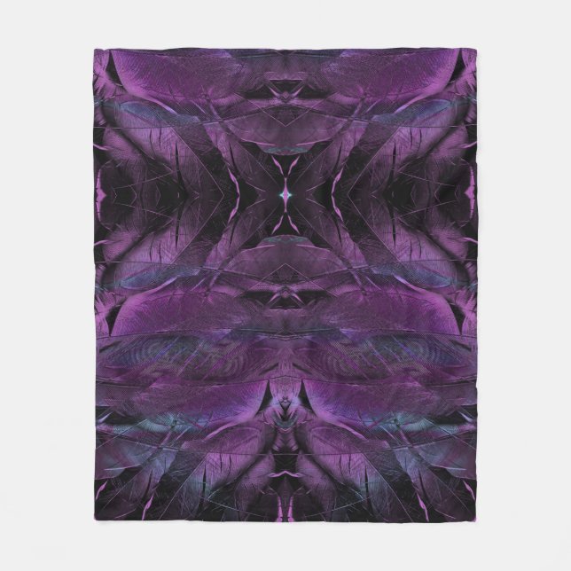 Couverture Polaire Violet bleu violet noir texture abstraite de plume (Devant)