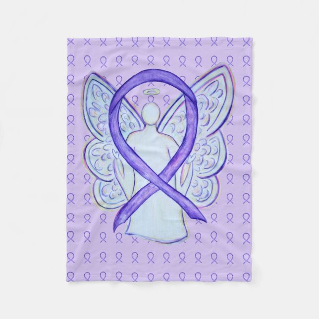 Couverture Polaire Violet de sensibilisation Ruban Angel Fleece Blanc (Devant)
