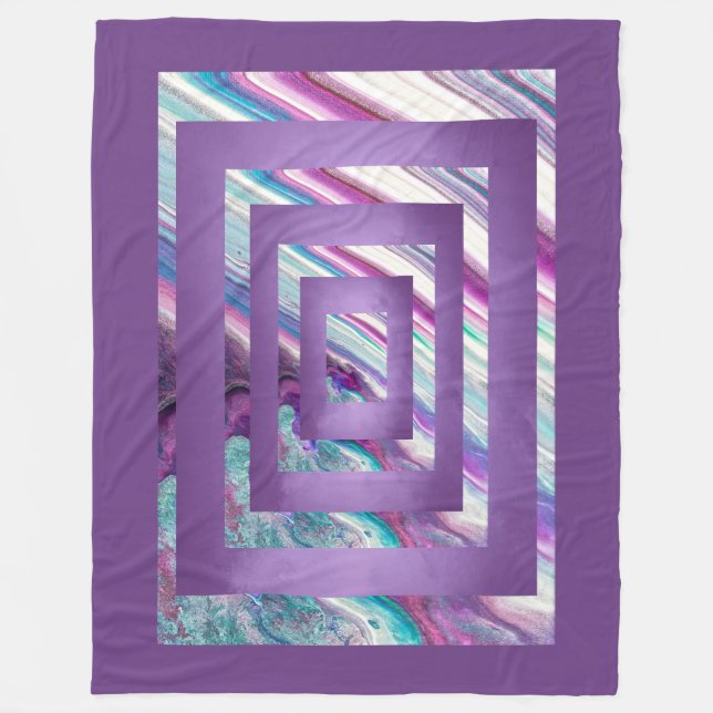 Couverture Polaire Violet en cascade, bleu, Turquoise, blanc Abstrait (Devant)