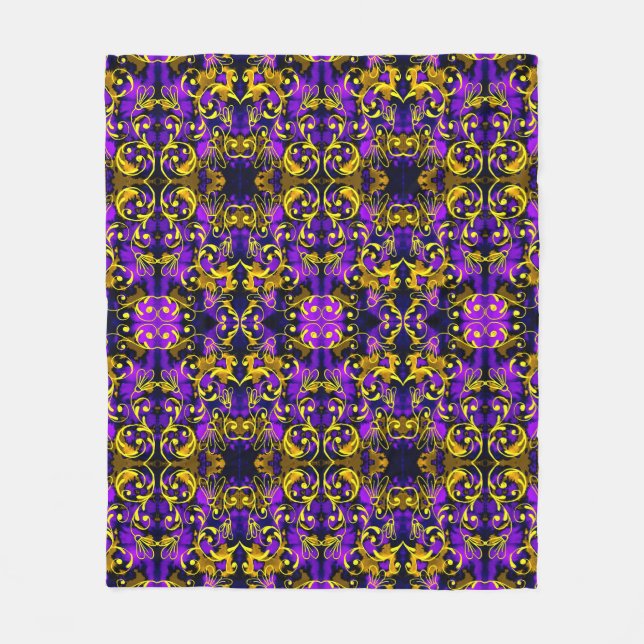 Couverture Polaire Violet et or Art Nouveau Motif (Devant)