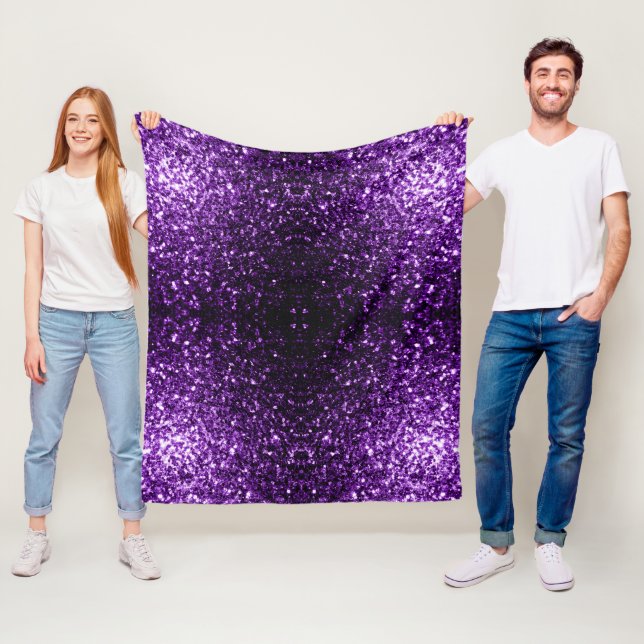 Couverture Polaire Violet foncé faux brillant paillettes scintille (En situation)