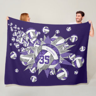 Couverture Polaire violet gris volley-ball soufflé filles salle de sp