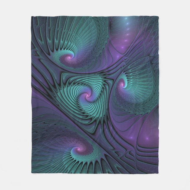 Couverture Polaire Violet rencontre Turquoise moderne art fractal abs (Devant)