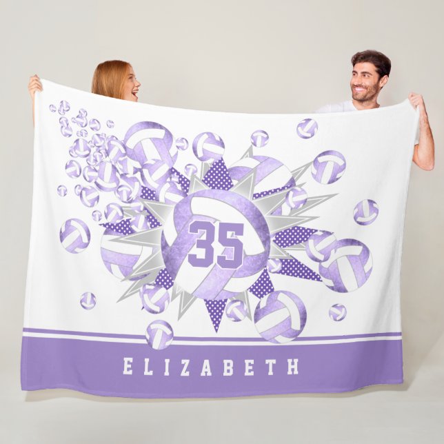 Couverture Polaire violet violet blanc violet girly et étoiles (En situation)