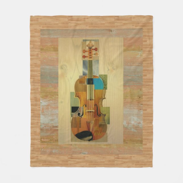 Couverture Polaire Violon composé sur l'arrière - plan en bois (Devant)