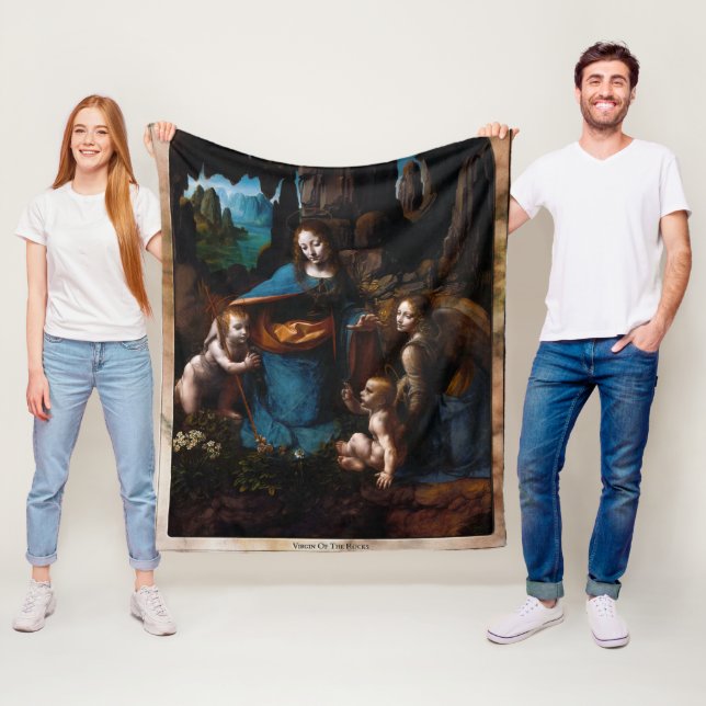 Couverture Polaire Virgin Of The Rocks by Léonard de Vinci (En situation)