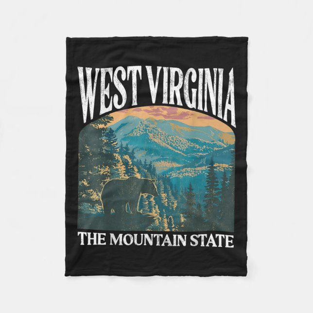 Couverture Polaire Virginie-Occidentale Retro Bear Mountain Graphic (Devant)