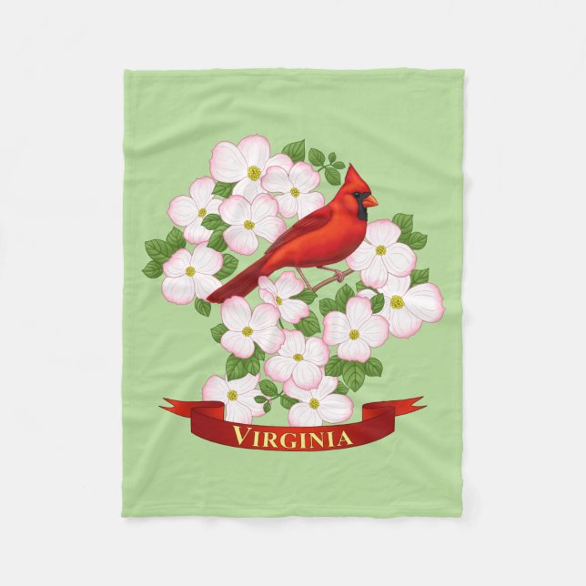 Couverture Polaire Virginie State Cardinal Bird and Dogwood Flower (Devant)