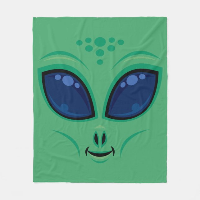 Couverture Polaire Visage d'alien de dessin animé sympathique (Devant)