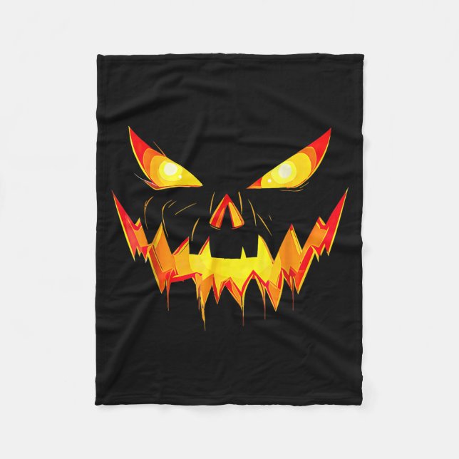 Couverture Polaire Visage de citrouille Jack o Lantern Halloween effr (Devant)