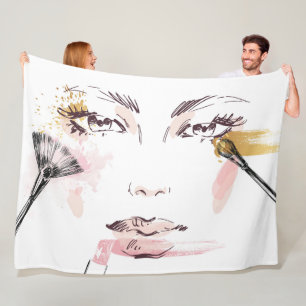Couverture Polaire Visage de maquillage d'aquarelle