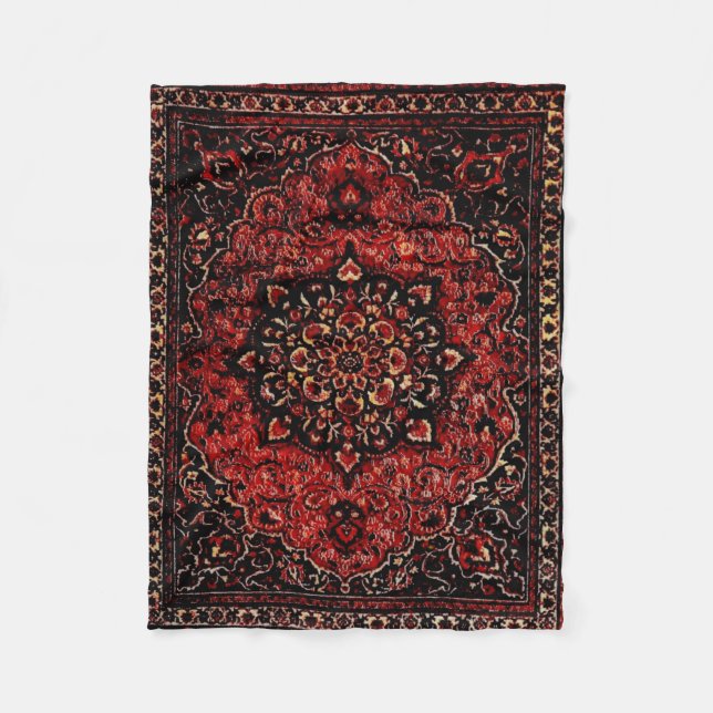 Couverture Polaire Visage de tapis persan en champ teinté rose (Devant)
