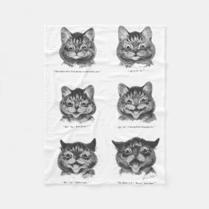 Couverture Polaire Visage drôle de chat, Louis Wain