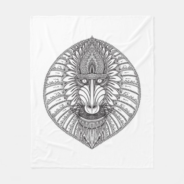 Couverture Polaire Visage inspiré de babouin (Devant)