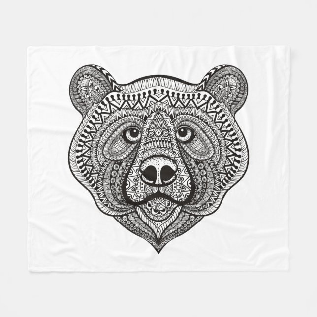 Couverture Polaire Visage inspiré d'ours (Devant (Horizontal))