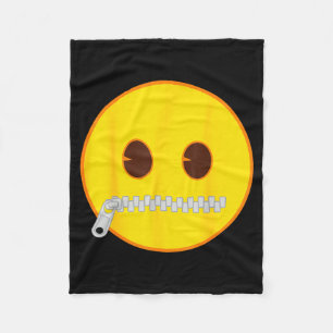 Couverture Polaire Visage jaune de sourire bouche fermeture éclair of