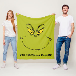 Couverture Polaire Visage personnalisé de Grinch qui a volé Noël