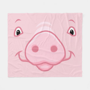 Couverture Polaire Visage rose heureux mignon de porc