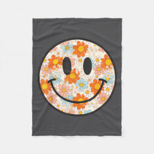 Couverture Polaire Visage Souriant Fleur de Daisy Rétro Heureux Aspec