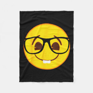 Couverture Polaire Visage sourire jaune Gles nerd officiel Emoji