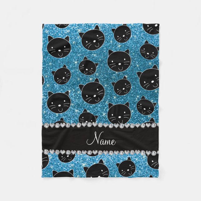 Couverture Polaire Visages nommés faits sur commande de chat noir de (Devant)