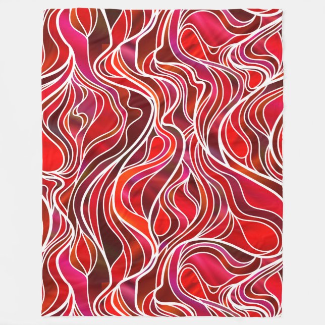 Couverture Polaire Vitrail rouge Abstrait (Devant)