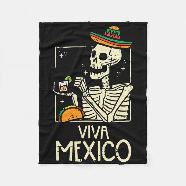 Couverture Polaire Viva Mexico Skeleton Cinco De Mayo Mexican Indepen (Devant)