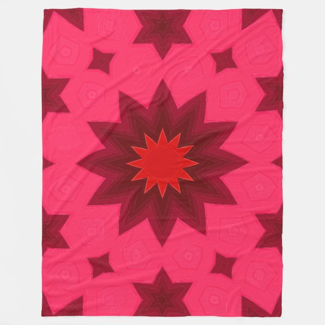 Couverture Polaire Vivant Starburst rose Kaleidoscope (Devant)