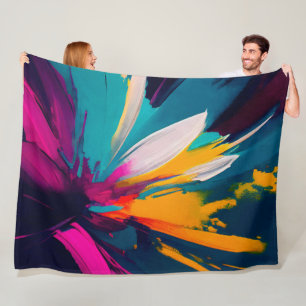 Couverture Polaire Vivid Bloom – Énergie florale abstraite explosive