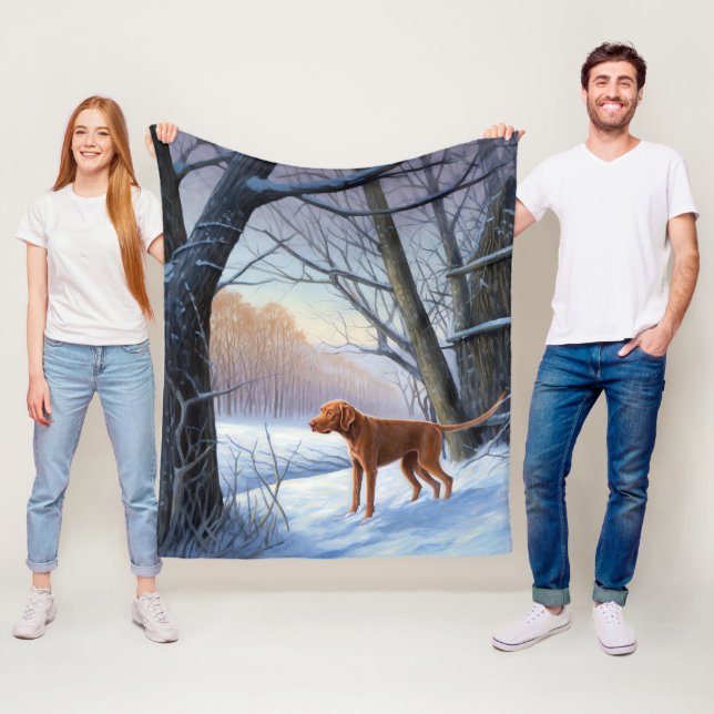 Couverture Polaire Vizla Qu'il neige Noël  (En situation)