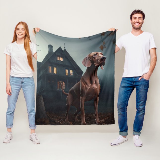 Couverture Polaire Vizsla Halloween Effrayant (En situation)