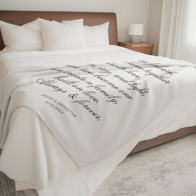 Couverture Polaire Voeux mariages Calligraphie personnalisée Nouveaux (Wedding Vows Personalized Calligraphy Newlyweds Fleece Blanket
)