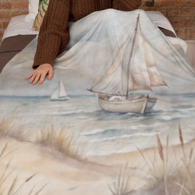 Couverture Polaire Voile paisible Watercolor Côte (Créateur téléchargé)