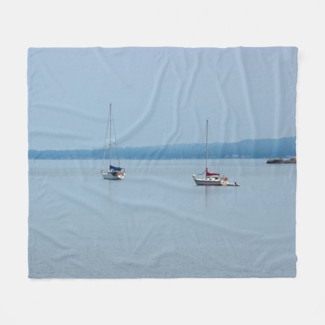 Couverture Polaire Voiliers sur la rivière (Devant (Horizontal))