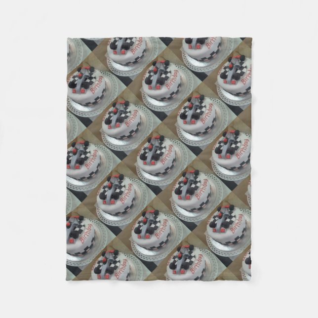 Couverture Polaire voiture de course d'anniversaire heureuse (Devant)
