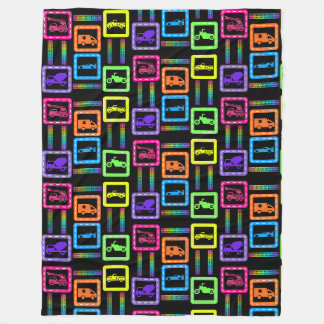 Couverture Polaire Voitures arc-en-ciel noir
