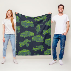 Couverture Polaire Voitures Bleues et Vertes en Mouvement Enfants